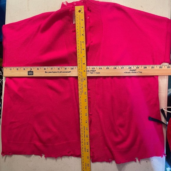 Evereve Conroy Hot Pink Distressed Cropped Cardigan Alison Joy NWT Size Small - Picture 12 of 14